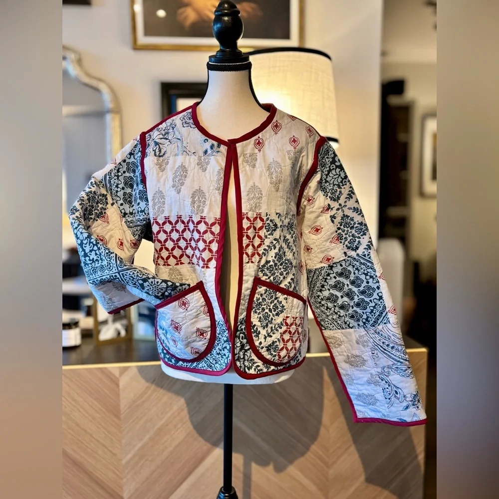 🧵 HANDMADE (by me!) Patchwork Quilted Short Jacket - SMALL/MEDIUM - Picture 5 of 15